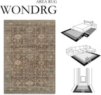 5x7 Washable Area Rug for Living Room Bedroom Vintage Rust Red Soft Low Pile - Image 2