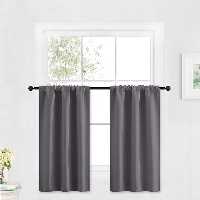 RYB HOME Blackout Cafe Curtains 30 inch Length, Short Light UV Heat Blocking by RYBHOME