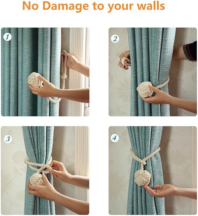 Melaluxe 4 Pack Curtain Tiebacks - Image 4