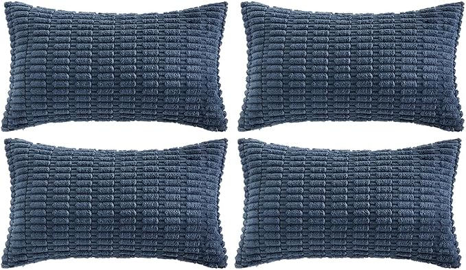 Fancy Homi 4 Packs Dusty Blue Decorative Throw Pillow Covers 12x20 Inch by Fancy+Homi