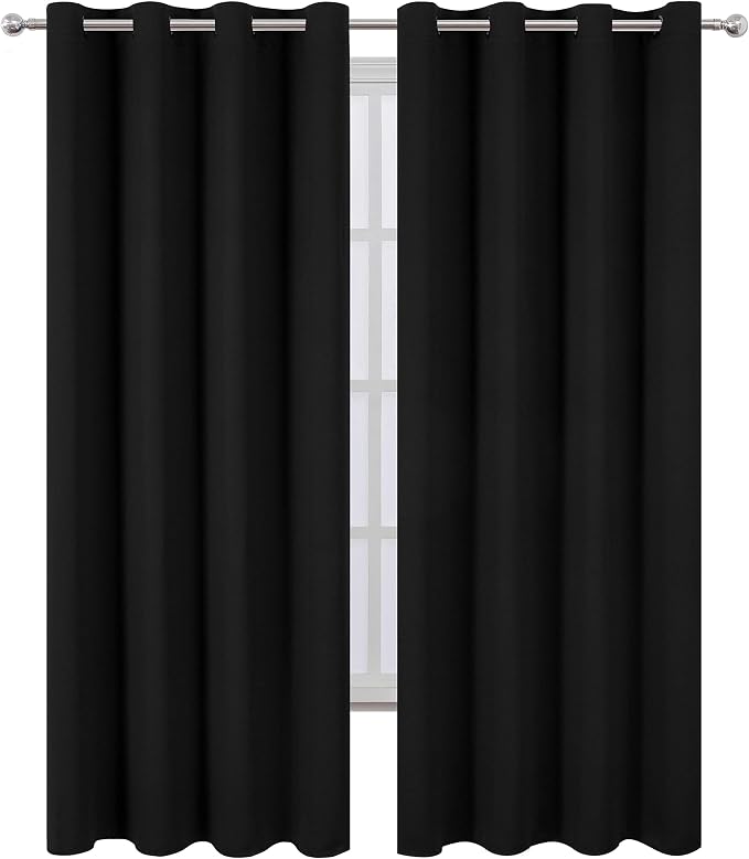 LEMOMO Blackout Curtains 66 x 84 inch/Black Curtains Set of 2 Panels/Thermal - Image 2