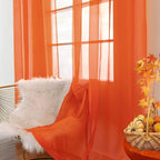 youleyar Solid Sheer Rod Pocket Curtain Voile Draperies 2 Panels White Beige - Image 2