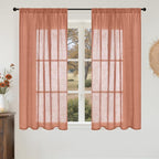 BGment Terracotta Short Linen Curtains 48 Inch Length, Burnt Orange Light by BGment