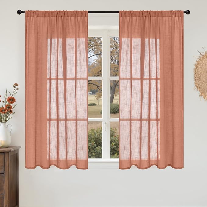 BGment Terracotta Linen Curtains 54 Inch Length by BGment