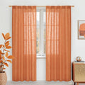 LAMIT Burnt Orange Linen Boho Curtains 80 inch Length 2 Panels, Light Filtering by LAMIT