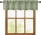 OWENIE Sage Green Valances for Windows 1 Pcs, Light Filtering Textured by OWENIE