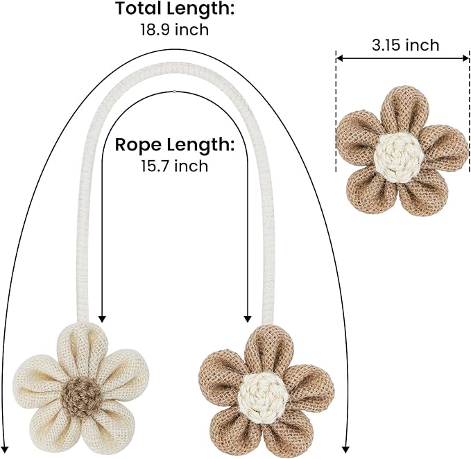KLOGTSIND Flower Curtain Tiebacks, 2 Pack Boho Curtain Ties Elegant DIY Curtain - Image 5