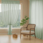 Sage Green Sheer Curtains 63 Inch Length 2 Panels, Voile Sheer Curtain - Image 8
