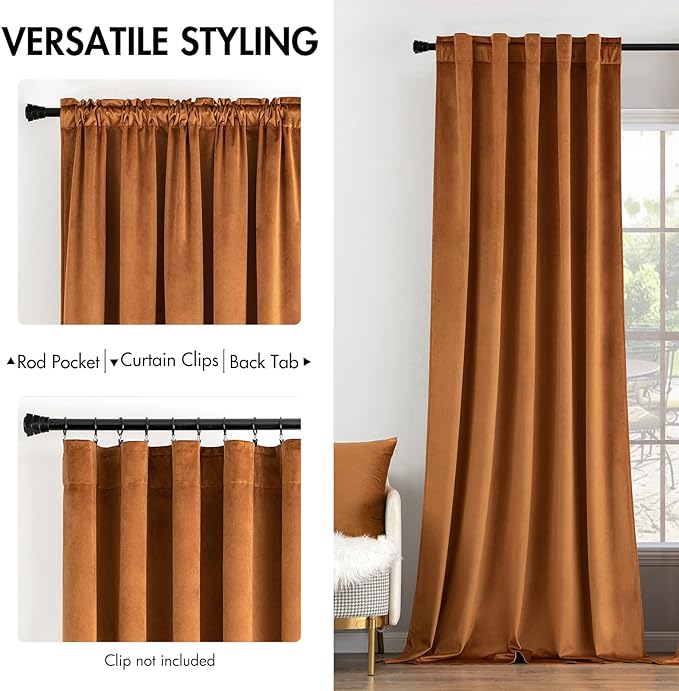 MIULEE Velvet Curtains 90 inches 2 Panels - Image 2