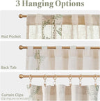 jinchan Belrose Linen Floral Cafe Curtains 45 Inch Length Embroidered Farmhouse - Image 7