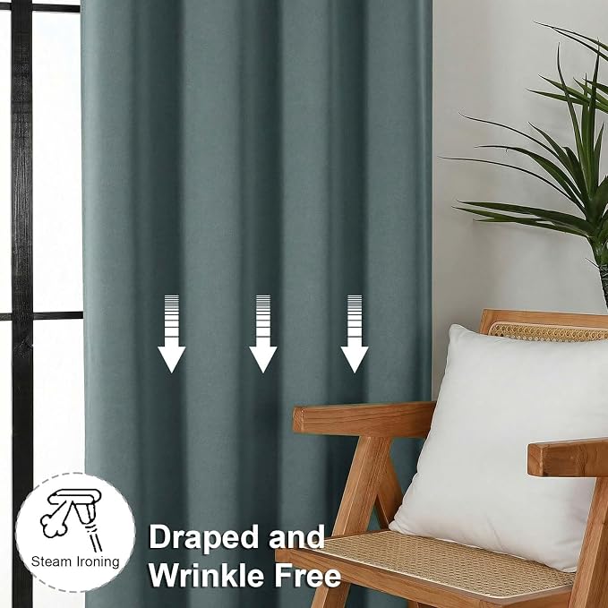 Simplebrand Ava Dark Green Short 36 Inches Blackout Curtain 2 Panels Set - Image 7