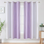 Estelar Textiler Lilac and Greyish White Ombre Blackout Curtains 72 Inches - Image 2