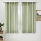 MIULEE Sage Green Linen Curtains 54 Inch Length 2 Panels by MIULEE