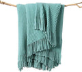 lifein Throw Blanket for Couch, Soft Boho Decor Bed Throw, Cozy Blue Chenille by lifein