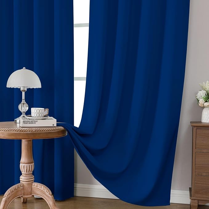 CUCRAF Royal Blue Blackout Curtains 63 inch Length 2 Panels Set, Rod Pocket - Image 5