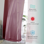 OVZME Burgundy Sheer Curtains 84 inch Length 2 Panels Set, Light Filtering - Image 7
