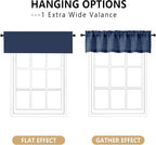 OVZME Navy Blue Valance for Windows, Light Filtering Faux Linen Textured Small - Image 3