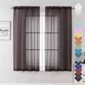 Lecloud Sheer Curtains 63 Inch Length 2 Panels Set, Chocolate Window Curtains by Lecloud