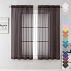 Lecloud Sheer Curtains 63 Inch Length 2 Panels Set, Chocolate Window Curtains by Lecloud