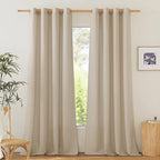 NICETOWN Linen Flax Semi Sheer Curtains 94" Length, Grommet Window Treatments by NICETOWN
