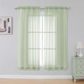 Simplebrand Light Green Sheer Curtains 63 Inch Length 2 Panels, Rod Pocket by Simplebrand