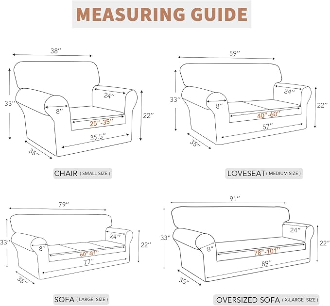 Easy-Going 100% Waterproof Dual Couch Cover, Stretch Jacquard Sofa Slipcover - Image 6