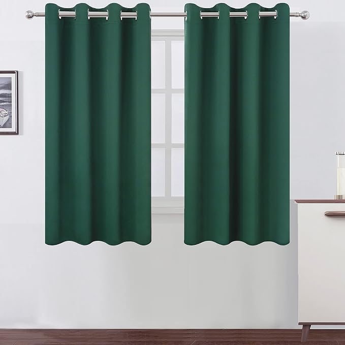 LEMOMO Dark Green Bedroom Blackout Curtains/52 x 54 Inch Long/Set of 2 Curtain by Lemomo