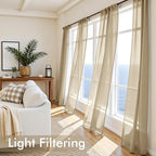 MIULEE Beige Sheer Curtains 72 Inches Long, 4 Panels Set, Rod Pocket Voile - Image 4