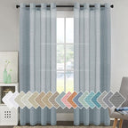 H.VERSAILTEX Linen Semi Sheer Curtains 96 inches Long Pair Set Linen Textured by HVERSAILTEX