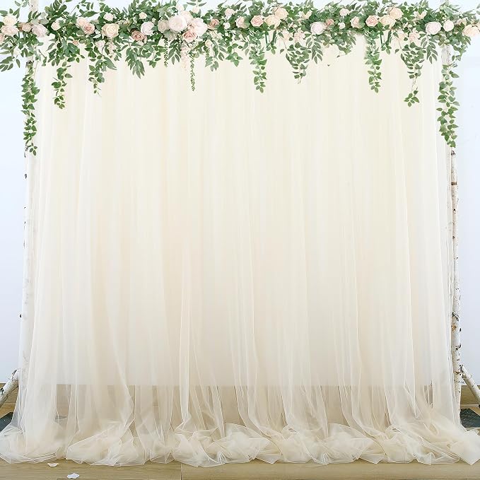 Champagne Sheer Backdrop Curtains by Suppromo