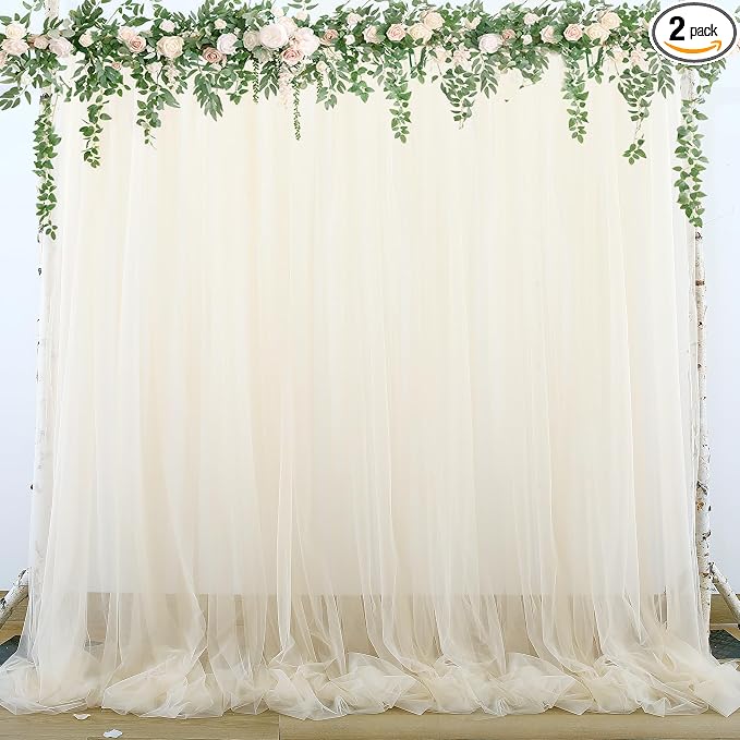 Champagne Tulle Backdrop Curtain by Suppromo