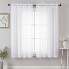 Chyhomenyc White Sheer Curtains 63 Inch Length 2 Panels Set, Light Filtering by Chyhomenyc