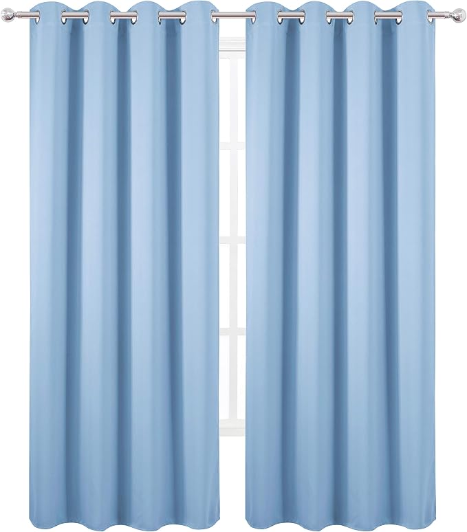 LEMOMO Sky Blue Thermal Blackout Curtains/52 x 84 Inch/Set of 2 Panels Room - Image 2