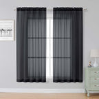Simplebrand Black Sheer Curtains, 2 Panels Set by Simplebrand