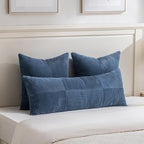 Fancy Homi Set of 2 Dusty Blue Boho Long Lumbar Body Decorative Throw Pillow - Image 2