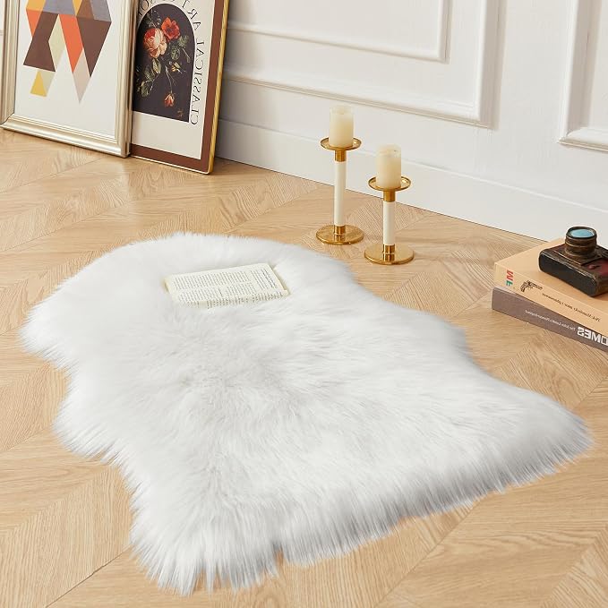 AMTOVO Faux Fur Rug, Fluffy Sheepskin Rug, Fuzzy Ultra Soft 2 x 3 ft Shag Rugs - Image 3