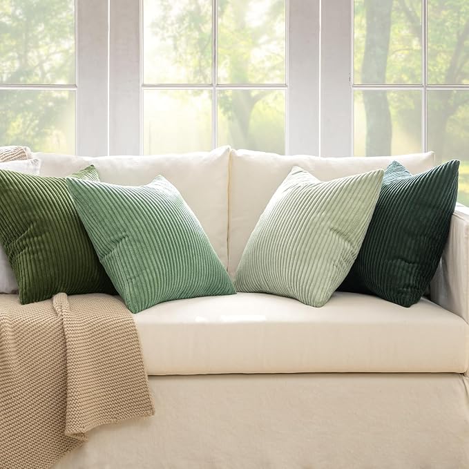 MIULEE Boho Farmhouse Sage Green Throw Pillow Covers 24x24 Inch Set of 4 - Image 3
