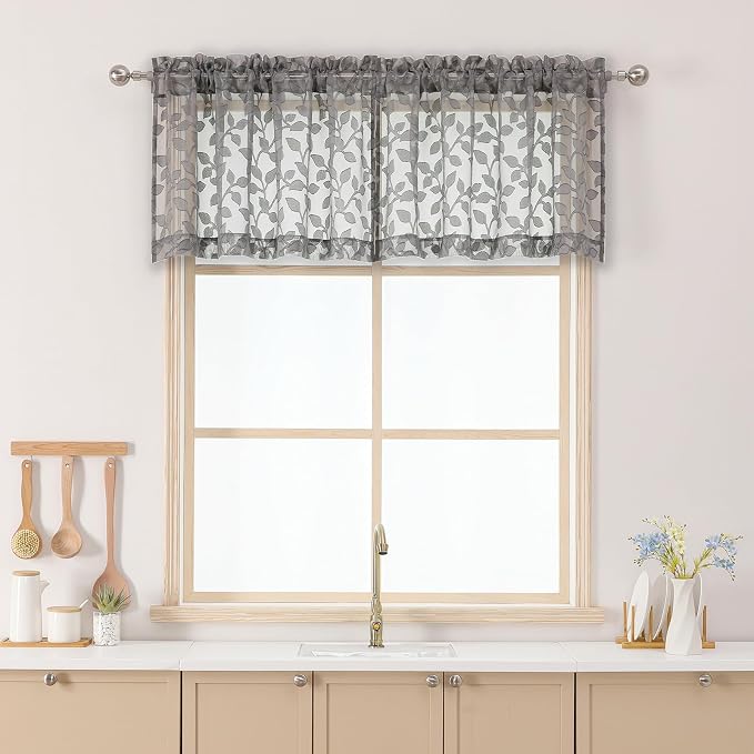 Chyhomenyc Charcoal Grey Sheer Valances by Chyhomenyc