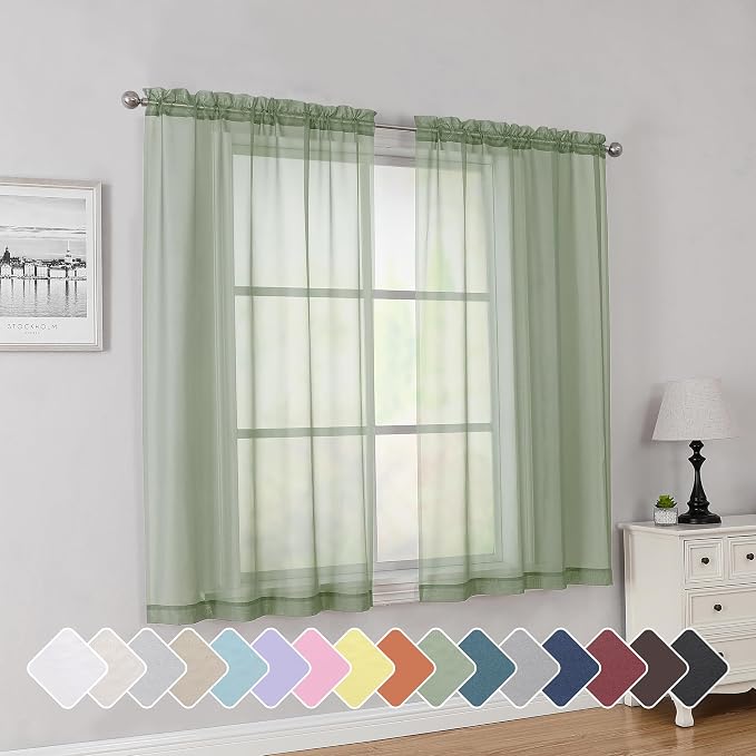 Simplebrand Rod Pocket Top Solid Voile Sheer Curtains by Simplebrand