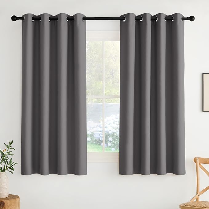 NICETOWN Room Darkening Draperies Curtains Panels, 2 Panels Grey W52 x L63 by NICETOWN