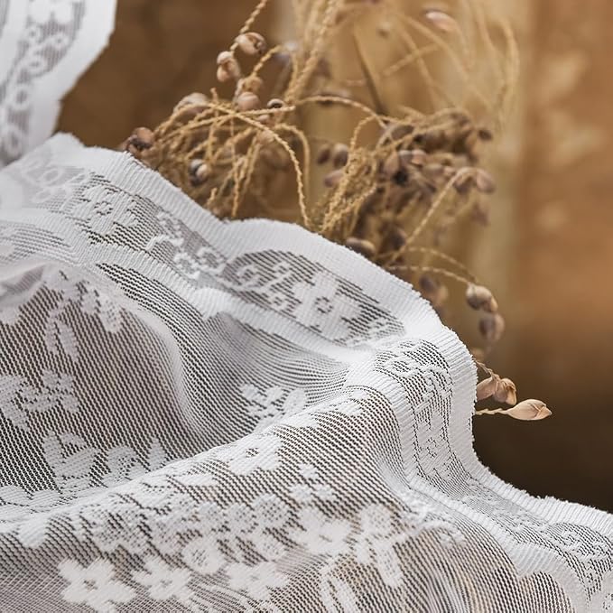 YJ YANJUN Vintage Lace Curtains 54 Inches Length- Victorian Floral Pattern - Image 7