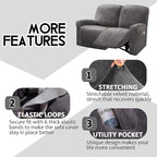 ULTICOR Reclining Love Seat Slipcover, 6-Piece Velvet Stretch Loveseat - Image 4