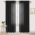 DWCN Black Sheer Curtains Semi Transparent Voile Rod Pocket Curtains by DWCN