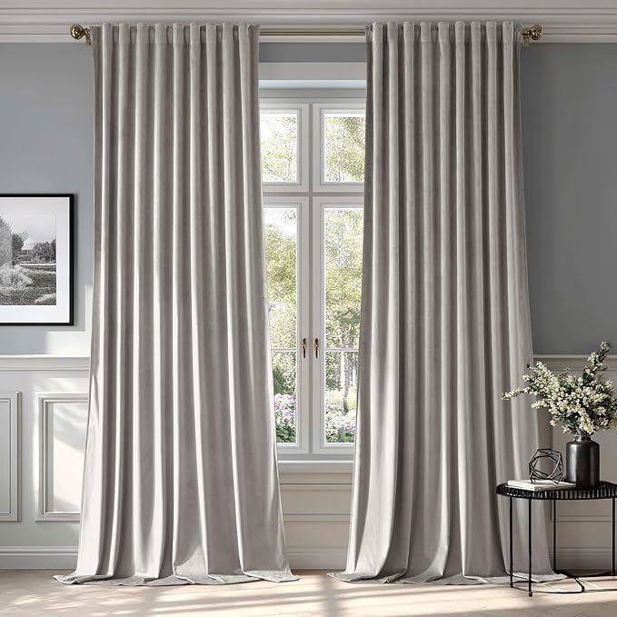 MIULEE Silver Gray Velvet Curtains 84 inches by MIULEE