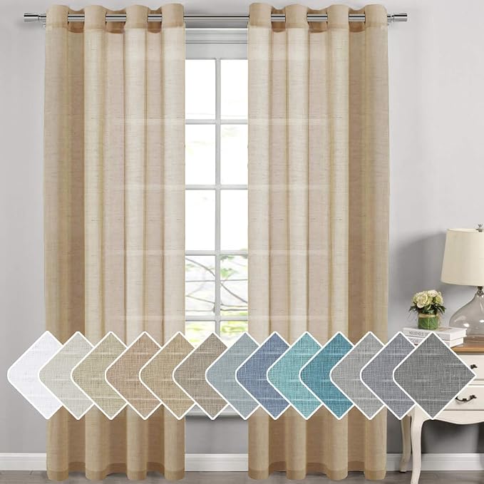 H.VERSAILTEX Linen Curtains Flax Linen Blended Curtain Panels by HVERSAILTEX