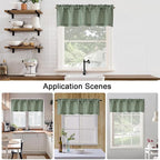 Chyhomenyc Sage Green Valance for Windows, Light Filtering Faux Linen Short - Image 7