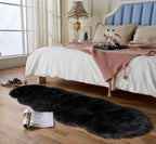 Latepis Black Runner Rugs 2x6 Faux Sheepskin Fur Rug - Image 3