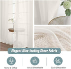 Ivory Sheer Curtains 63 Inch Length 2 Panels, Voile Sheer Curtain - Image 4