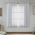 OVZME Light Grey Sheer Curtains 54 Inches Long 2 Panels by OVZME