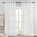 NICETOWN Semi Sheer White Linen Curtains 96 inches Long 2 Panels, Grommet Linen by NICETOWN
